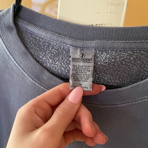 CALL HER DADDY DILF CREW NECK CROPPED LIGHT BLUE PULLOVER SWEATER - Picture 3 of 5